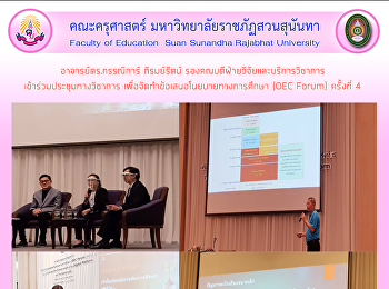 อาจารย์ดร.กรรณิการ์ ภิรมย์รัตน์
รองคณบดีฝ่ายวิจัยและบริการวิชาการ
เข้าร่วมประชุมทางวิชาการ
เพื่อจัดทำข้อเสนอโนยบายทางการศึกษา (OEC
Forum) ครั้งที่ 4
