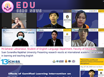 Mr.Saharat Laksanasut, Student of
English Language Department, Faculty of
Education, Suan Sunandha Rajabhat
University Presenting research results
at international academic conferences in
learning and teaching English