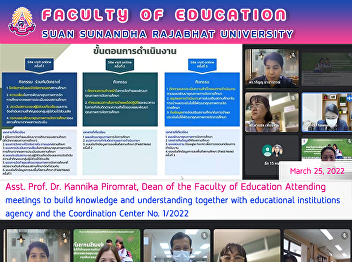 Asst. Prof. Dr. Kannika Piromrat, Dean
of the Faculty of Education Attending
meetings to build knowledge and
understanding together with educational
institutions agency and the Coordination
Center No. 1/2022