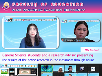 General Science students and a research
advisor presenting the results of the
action research in the classroom through
online