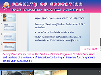 Deputy Dean, Chairperson of the Graduate
Diploma Program in Teacher Professions
and teachers of the Faculty of Education
Conducting an interview for the graduate
school year 2022, round 2