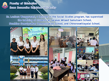 Dr. Lanlana Wongprasert, a lecturer in
the Social Studies program, has
supervised the teaching of students at
Sarasas Witaed Samutsarn School, Nomklao
Samutprakan Demonstration School, and
Chinoroswittayalai School.