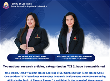 The Faculty of Education is pleased to
congratulate the publication of two
national-level research articles in the
TCI category, entitled 